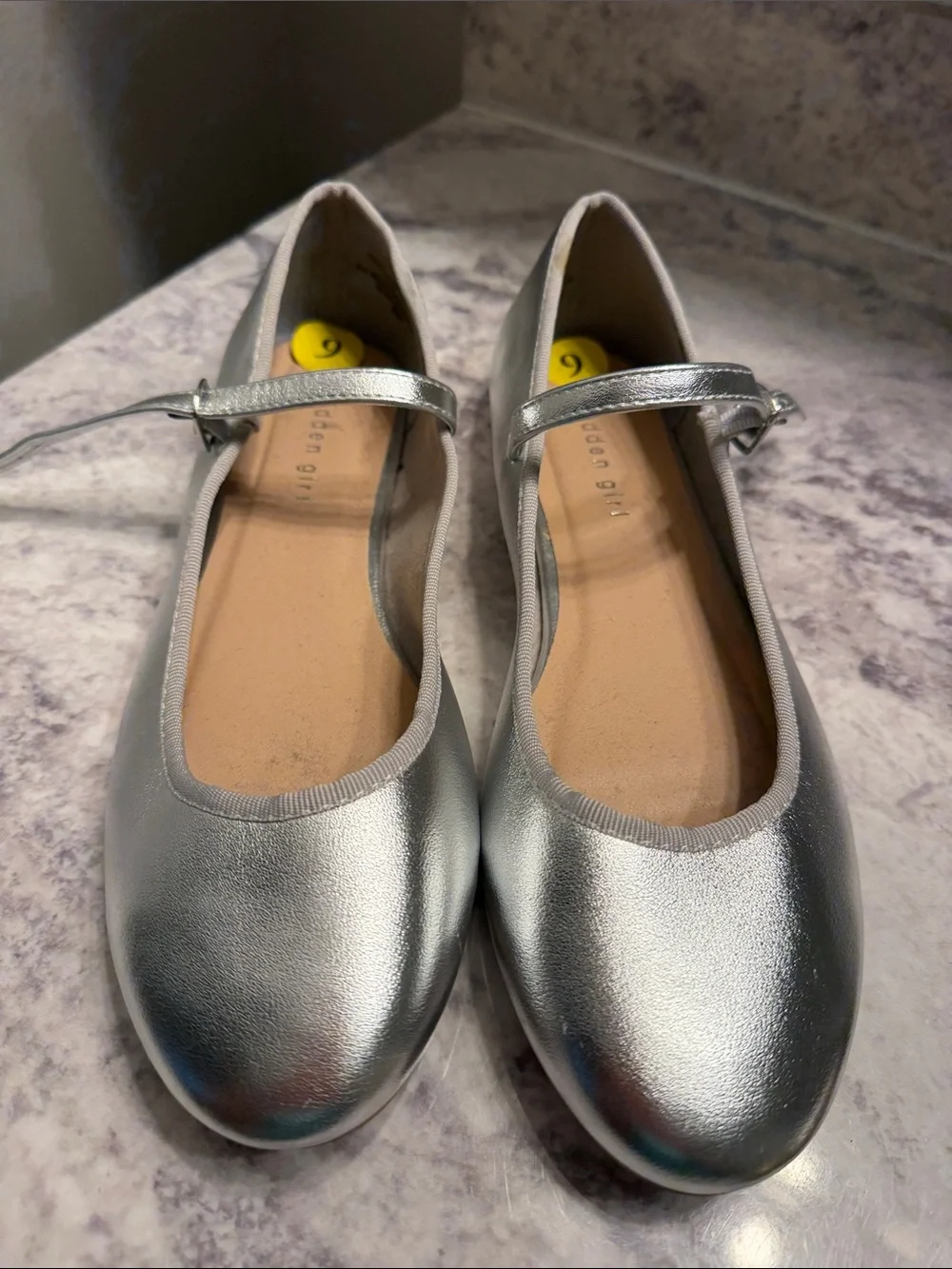 Madden Girl Silver Mary Jane Flats size 9